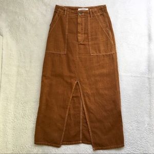 Zara Contrast Stitch Midi Skirt